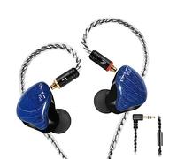 Famedy in-Ear Monitors, Wired Earbuds Headphones, in-Ear Earphone Dual Drivers with MMCX Detachable Cables, Noise Cancelling IEM Earphones for Musicians Singers Drummers(Blue Solid Wood)