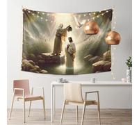 FAMEMBERPERS Divine Heart Of Compassion Jesus Tapestry Holy baptism Savior Wall Art，Christian Decor For Home, Dorm, Party Wall Indie Large Decor Blanket 40"x60"