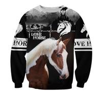 famesale 3D Printed Beautiful Horse Art Animal Hoodie Harajuku Sweatshirt Streetwear Autumn Unisex Casual Zipper Jacket Pullover