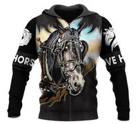 famesale 3D Printed Beautiful Horse Art Animal Hoodie Harajuku Sweatshirt Streetwear Autumn Unisex Casual Zipper Jacket Pullover