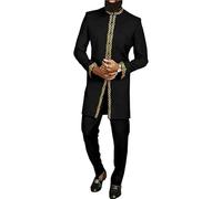famesale African Men Traditional Outfit Set South Africa Nightclub Trends Costume Dashiki Shirt and Pant Suit