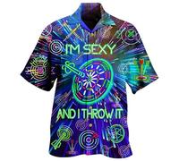 famesale Dart Hawaiian Shirt Women/Men 3D Printed Button Down Shirt Dart Target Pattern Graphic Short Sleeve Shirt Beach Holiday Party Tops