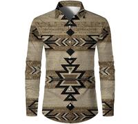 famesale Ethnic Style Men's Long Sleeve Shirt - Personalized Trend Men's African National Style 3D Printed Shirts