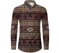 famesale Ethnic Style Men's Long Sleeve Shirt - Personalized Trend Men's African National Style 3D Printed Shirts