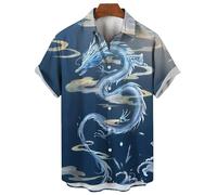 famesale Funky Hawaiian Shirt for Women Men Dragon Tiger 3D Printed Shirt Short Sleeve Palm Beach Shirts Tropical Vacation Clothes