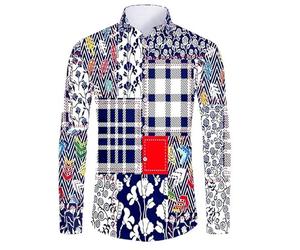 famesale Luxury Golden Chain Baroque Pattern 3D Printed Long Sleeve Button-Down Shirt for Men Street Style Trendy Tops