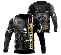 famesale Men Hoodie Electrician Lineman Thunder Lightning 3D Printed Unisex Autumn Women Pullover Casual Zipper Jacket Coat