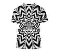 famesale Men/Women Dizziness Vortex Colorful 3D Printed Short Sleeve Optical Illusion Pattern Geometric Graphic Crewneck T Shirts Cool Pullover Tops