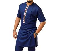 famesale Men's African Traditional Clothes Slim Fit Short Sleeve Dashiki Shirt Men Hip Hop Streetwear Casual African Shirts
