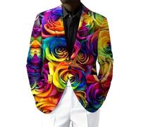 famesale Men's Casual Blazer Plant Flower 3D Printed Suit Tops Long Sleeve Lapel Button Up Jacket Suit Hip Hop Sports Coat Spring Autumn Cardigan Jacket with Pocket