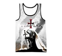 famesale Men's Knights Templar 3D Printed Tank Tops Casual Sleeveless T-Shirts Plus Size Sport Vest Tops