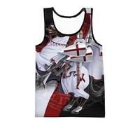 famesale Men's Knights Templar 3D Printed Tank Tops Casual Sleeveless T-Shirts Plus Size Sport Vest Tops