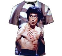 famesale Men's Li Xiaolong Dragon T Shirt Summer Vintage 3D Printed T-Shirt Short Sleeve Crew Neck Pullover Tops