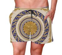 famesale Men's Swim Shorts Gold Chain Pattern 3D Printed Shorts Loose Casual Beach Board Shorts Vacation Surfing Volleyball