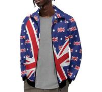 famesale Men's Union Jack Flag Jacket Long Sleeve Stand Collar Bomber Jacket Casual Windbreaker Jackets Zip Up Coats with Pockets