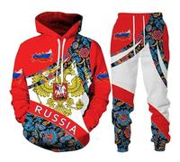 famesale Russian Flag 3D Printed Tracksuit Set Men Women Oversized Casual Hoodie+Pants 2pcs Set Russia National Emblem Fashion Streetwear