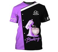 famesale Summer Casual Men's Fashion Pastry Chef T-Shirt Baker Uniform Loose O-Neck Fashion Unisex Clothing Short Sleeve Tops