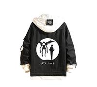 famesale Unisex Death Note Hoodie Jacket Cosplay L·Lawliet Yagami Light Denim Jacket Anime Casual Sweatshirt Costume