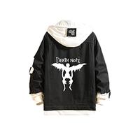 famesale Unisex Death Note Hoodie Jacket Cosplay L·Lawliet Yagami Light Denim Jacket Anime Casual Sweatshirt Costume