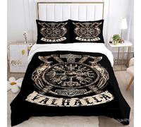 famesale Vikings Nordic Mythology Odin Bedding Set All Season Duvet Cover and Pillowcases Soft Quilt Cover Twin Double King Size