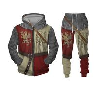 famesale Vintage Knight Templar Armour 3D Printed Men's Zipper Tracksuit Set Casual Zip Hoodie + Pants 2pcs Set Oversized Fashion Men Clothing