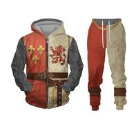 famesale Vintage Knight Templar Armour 3D Printed Men's Zipper Tracksuit Set Casual Zip Hoodie + Pants 2pcs Set Oversized Fashion Men Clothing