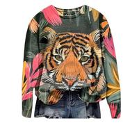 famesale Women Leopard Print Sweatshirt Cheetah Tiger Zebra Print Jumper 3D Graphic Print Long Sleeve Pullover Top