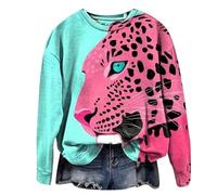 famesale Women Leopard Print Sweatshirt Cheetah Tiger Zebra Print Jumper 3D Graphic Print Long Sleeve Pullover Top