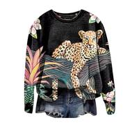 famesale Women Leopard Print Sweatshirt Cheetah Tiger Zebra Print Jumper 3D Graphic Print Long Sleeve Pullover Top