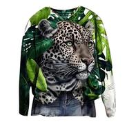 famesale Women Leopard Print Sweatshirt Cheetah Tiger Zebra Print Jumper 3D Graphic Print Long Sleeve Pullover Top