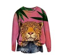 famesale Women Leopard Print Sweatshirt Cheetah Tiger Zebra Print Jumper 3D Graphic Print Long Sleeve Pullover Top