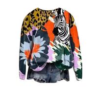 famesale Women Leopard Print Sweatshirt Cheetah Tiger Zebra Print Jumper 3D Graphic Print Long Sleeve Pullover Top
