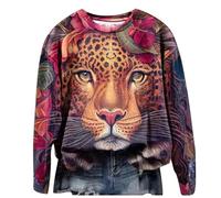 famesale Women Leopard Print Sweatshirt Cheetah Tiger Zebra Print Jumper 3D Graphic Print Long Sleeve Pullover Top
