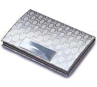 FameUs Metalic Card Holder Case for Men/Women with Soft Touch Material Inside and Embossed Design on Outside, Color - Silver, Dimension 3.7 X 2.5 X 0.5 Inches, brown, Classic