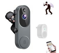 FameVibe 1080P Wireless Video Doorbell Camera,Safe Door Bell with Camera, Smart AI Human Detection, Night Vision, 2-Way Audio, Battery Powered, Cloud Storage, 2.4G WiFi (M50 gray)