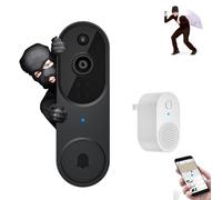 FameVibe 1080P Wireless Video Doorbell Camera,Safe Door Bell with Camera, Smart AI Human Detection, Night Vision, 2-Way Audio, Battery Powered, Cloud Storage, 2.4G WiFi (M50 black)