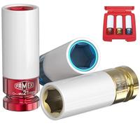 FAMEX Tools 10808 3 Piece Wheel Nut Socket Set, 17 / 19 / 21 mm
