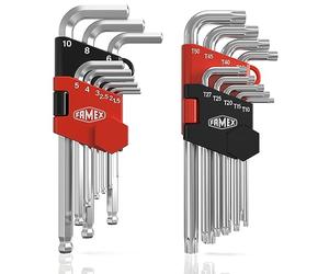 Famex Werkzeug 10790 Fold Out Allen Key and Torx Screwdriver Long 18 Piece
