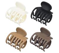 FAMEZA A Double Row Teeth Hair Clips Small Claw Clips for Thin Hair 4 Pack 1.6" Medium Matte Non-slip Short Hair