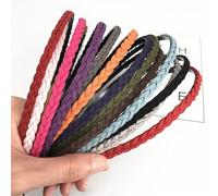 FAMEZA Leather Covered Twist Headbands Hair Loop Clasp Glitter Hairbands Elastics Hair Bands for Women and Girls,6pcs/Set