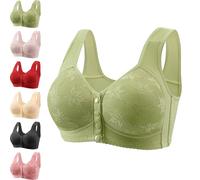 Famfree Bra Front Closure, Ease Blooming Bra for Seniors Women, Wireless Shaping Lace Bras Full Coverage Push up Bras (Green,S)