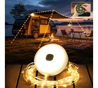 Famgoods Camping String Lights, 32.8Ft Retractable Camping Light with 9 Lighting Modes, IP65 Waterproof Camping Lights for Tents, 30s Roll up Fairy Camp Lamp for Tent, Yard, RV, Patio, Party Decor
