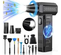 Famgoods Compressed Air Duster, 150000RPM Super Power Electric Cordless Dust Mini Blower with LED Light, 3 Gear Adjustable USB Rechargeable Compressed Air Cleaner for PC, Car, Electronics, Outdoor