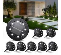 Famgoods Solar Ground Lights, 8 Pack Solar Lights Outdoor Garden IP68 Waterproof, 8 LED Cool White Path Lighting with 800mAh Battery for Modern Driveways/Yard Borders/Lawns/Flower Pots