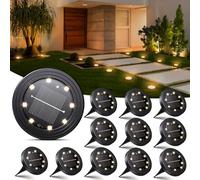 Famgoods Solar Lights Outdoor Garden, 12 Pack Warm White Solar Ground Lights IP68 Waterproof, 800mAh Long Life Pathway Landscape Lighting for Lawn, Garden, Patio, Pathway, Driveway