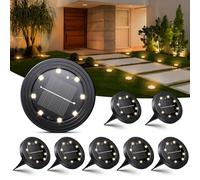 Famgoods Solar Lights Outdoor Garden, 8 Pack Solar Ground Lights IP68 Waterproof, 8 LED Warm White Path Lighting for Patio, Yard, Pathway, Landscape, Garden, Lawn, Driveway