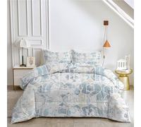 FamHarbor Blue Texture Super King Size Duvet, Coverless Duvet with Abstract Pattern, White Superking Quilt 7.5 Tog for All Seasons, Soft and Comfy, Lightweight Washable Comforter 260x220 cm,