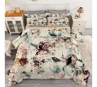 FamHarbor Double Duvet Cover, Double Bed (200cm x 200cm) + 2 Pillowcase, Plaid, Retro Pattern, Reversible Hypoallergenic Soft Breathable Double Bed Quilt Cover Set, Beige, Red
