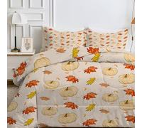 FamHarbor Harvest Festival King Size Duvet, Coverless Duvet with Pumpkin Pattern, Yellow King Size Quilt 7.5 Tog for All Seasons, Soft and Comfortable, Lightweight Washable Comforter 240x220 cm -Ep65