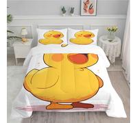 FamHarbor Single Duvet - Single Coverless Cute Little Yellow Duck Duvet All Seasons - All in One Duvet - Reversible Bedding Set - Washable Comforter with 2 Pillow Sham 50 x 75cm, White